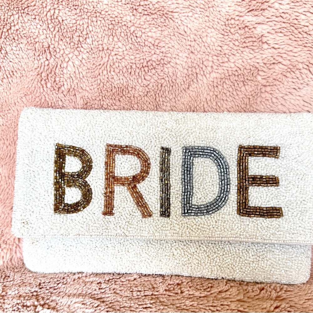 Beaded Bride Clutch - White and Multicolor